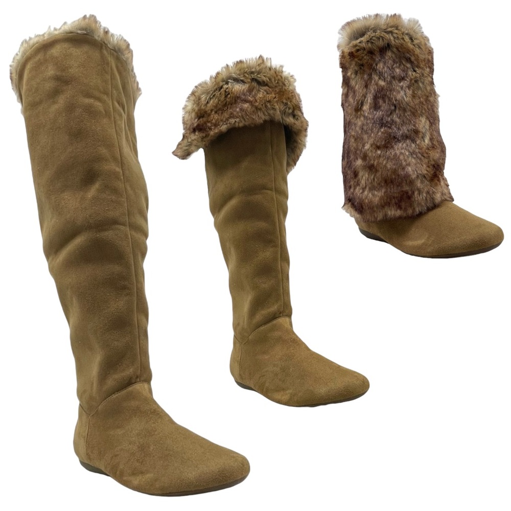 SOLD Vintage 90s Y2K REPORT Womens 8 Faux Fur Lined Boots Convertible Pull On